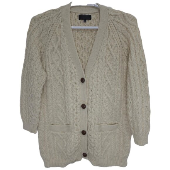 1269 Nili Lotan Designer 100% Wool Cable Knit Cardigan Sweater Sz.M Womens - Picture 1 of 5